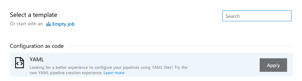 Choosing YAML build template
