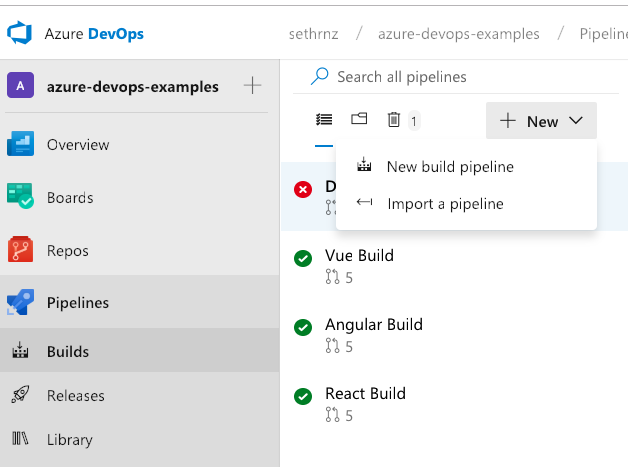Creating a new build pipeline in Azure Devops